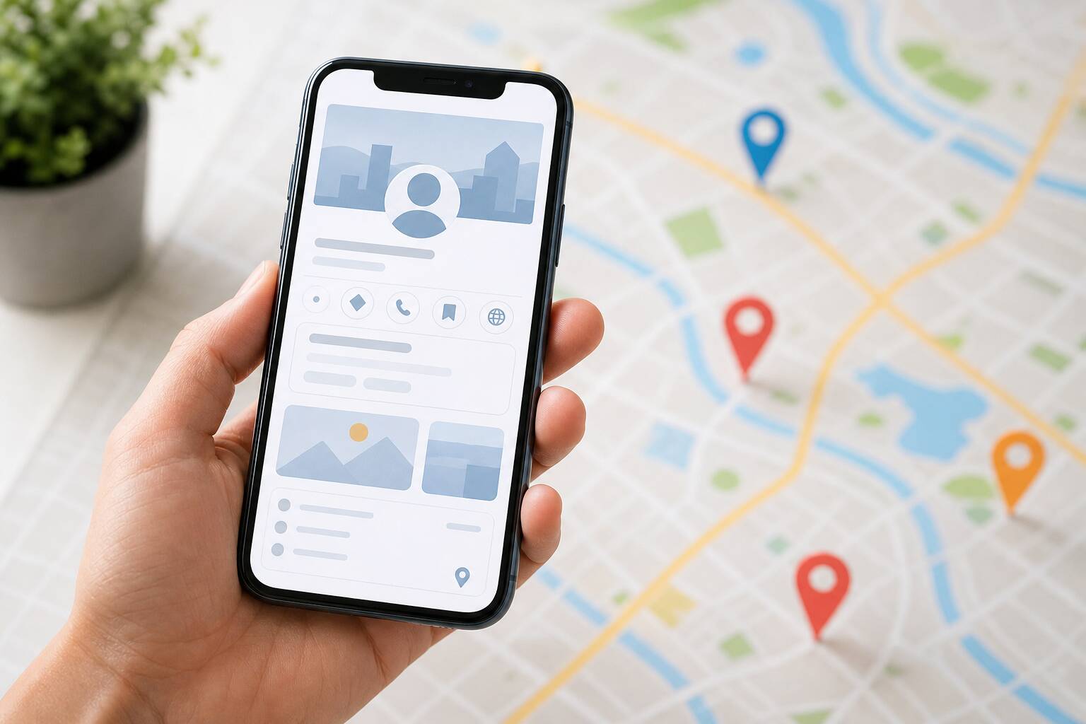 Profil entreprise Google My Business smartphone recherche locale
