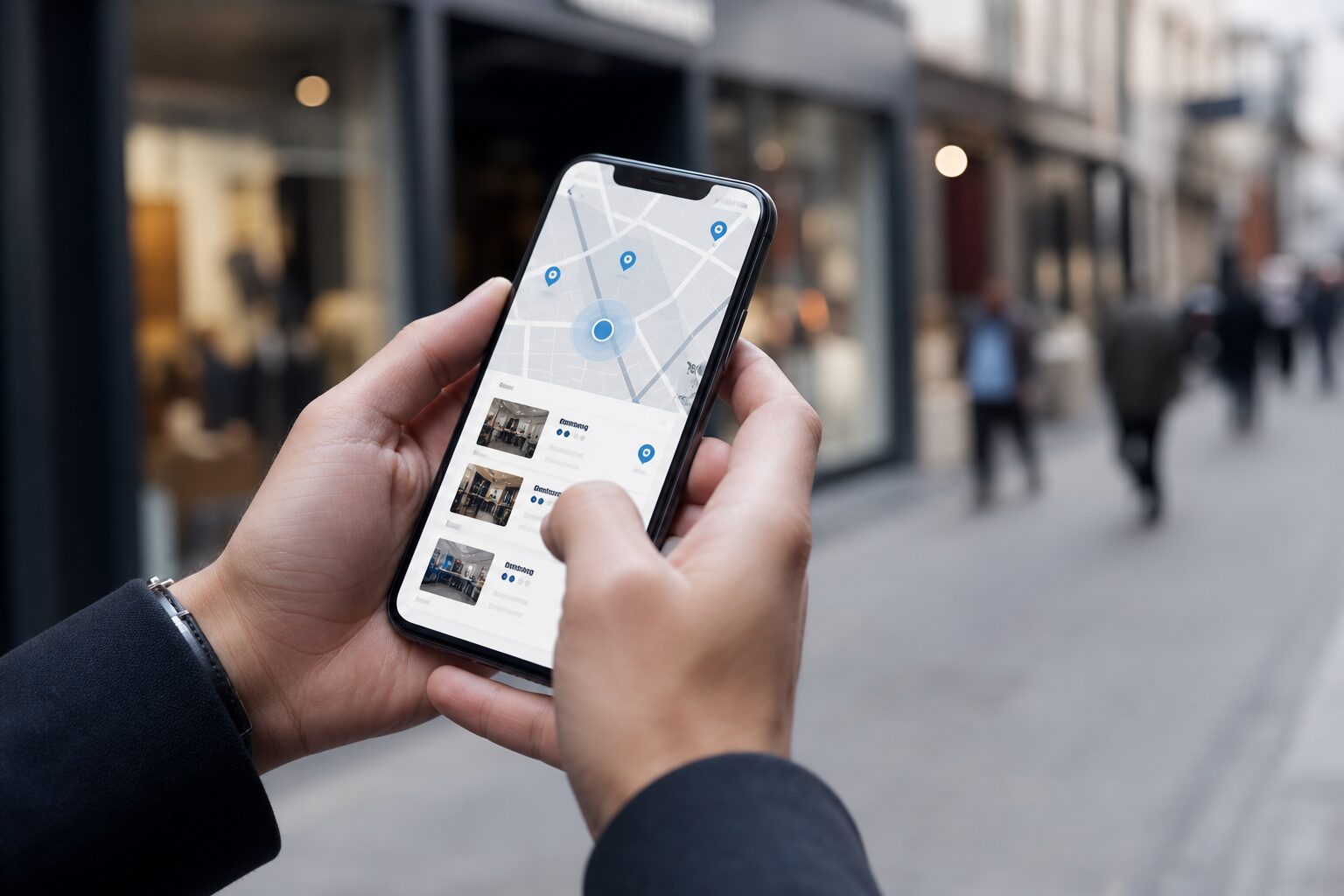 Recherche locale smartphone carte géolocalisée