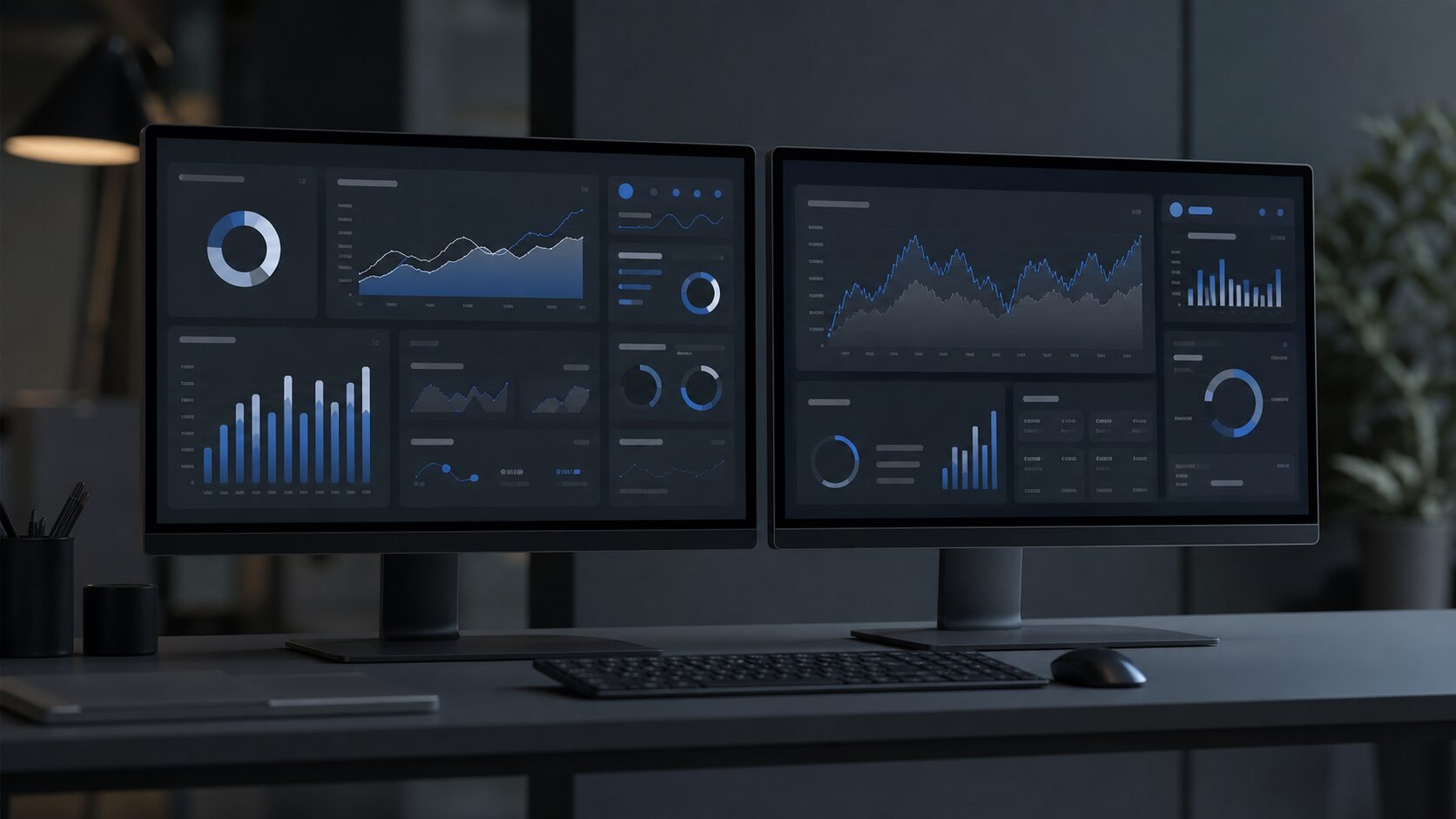 Dashboards analytics SEO deux écrans monitoring
