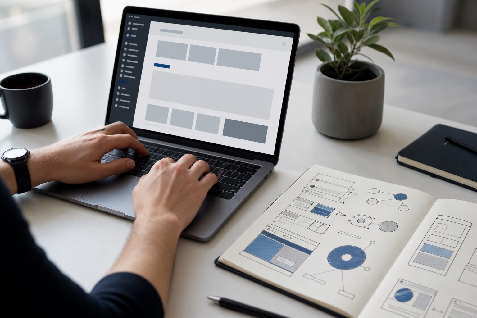WordPress clavier carnet idées freelance