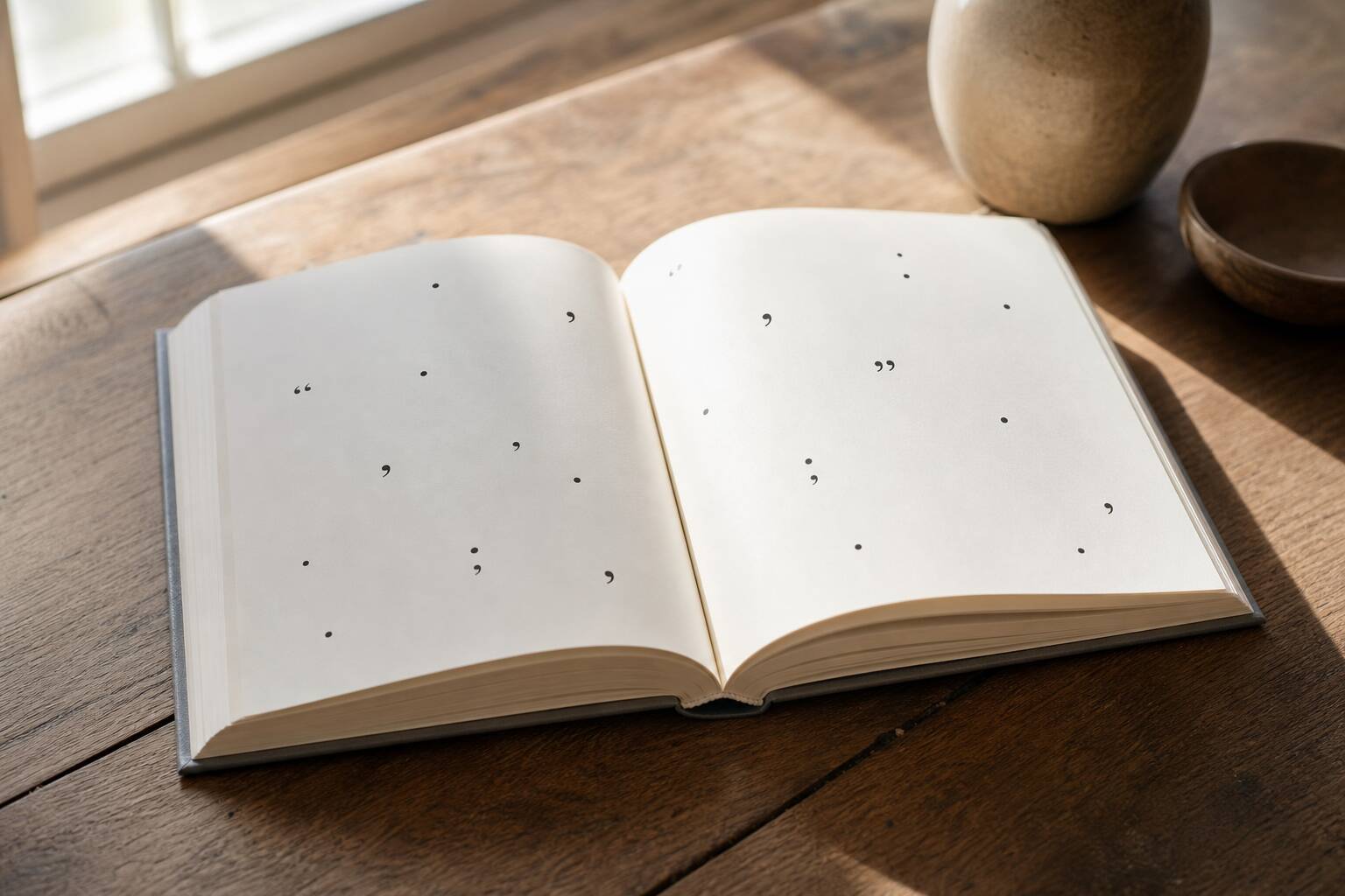 Page livre imprime signes ponctuation elegants