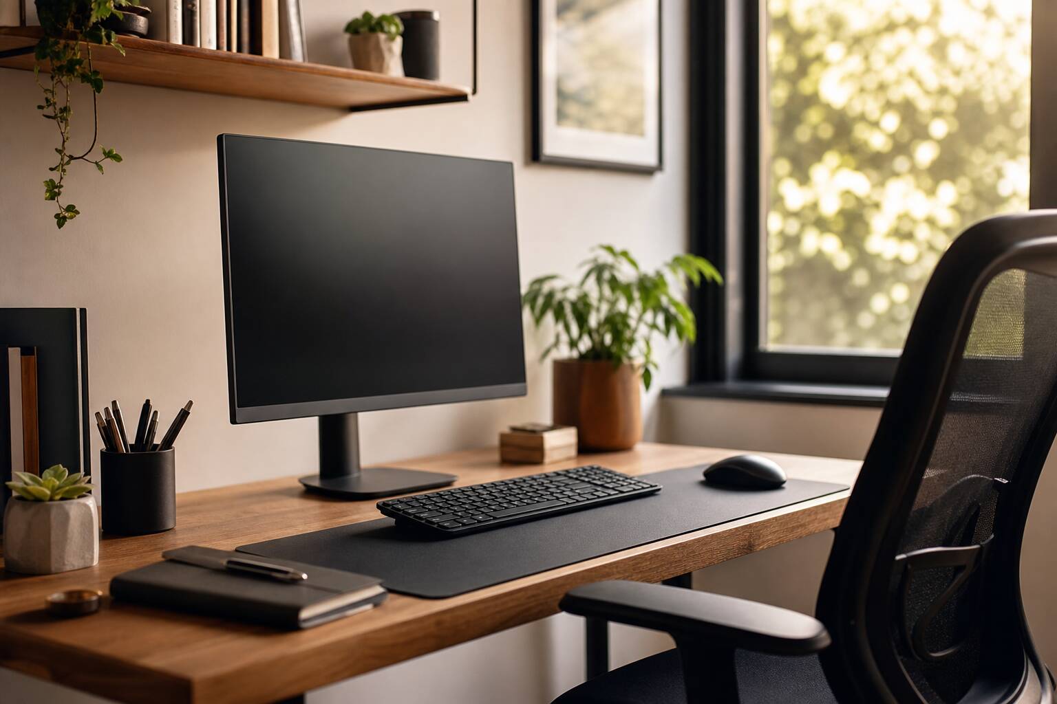 Espace travail professionnel clavier et notes