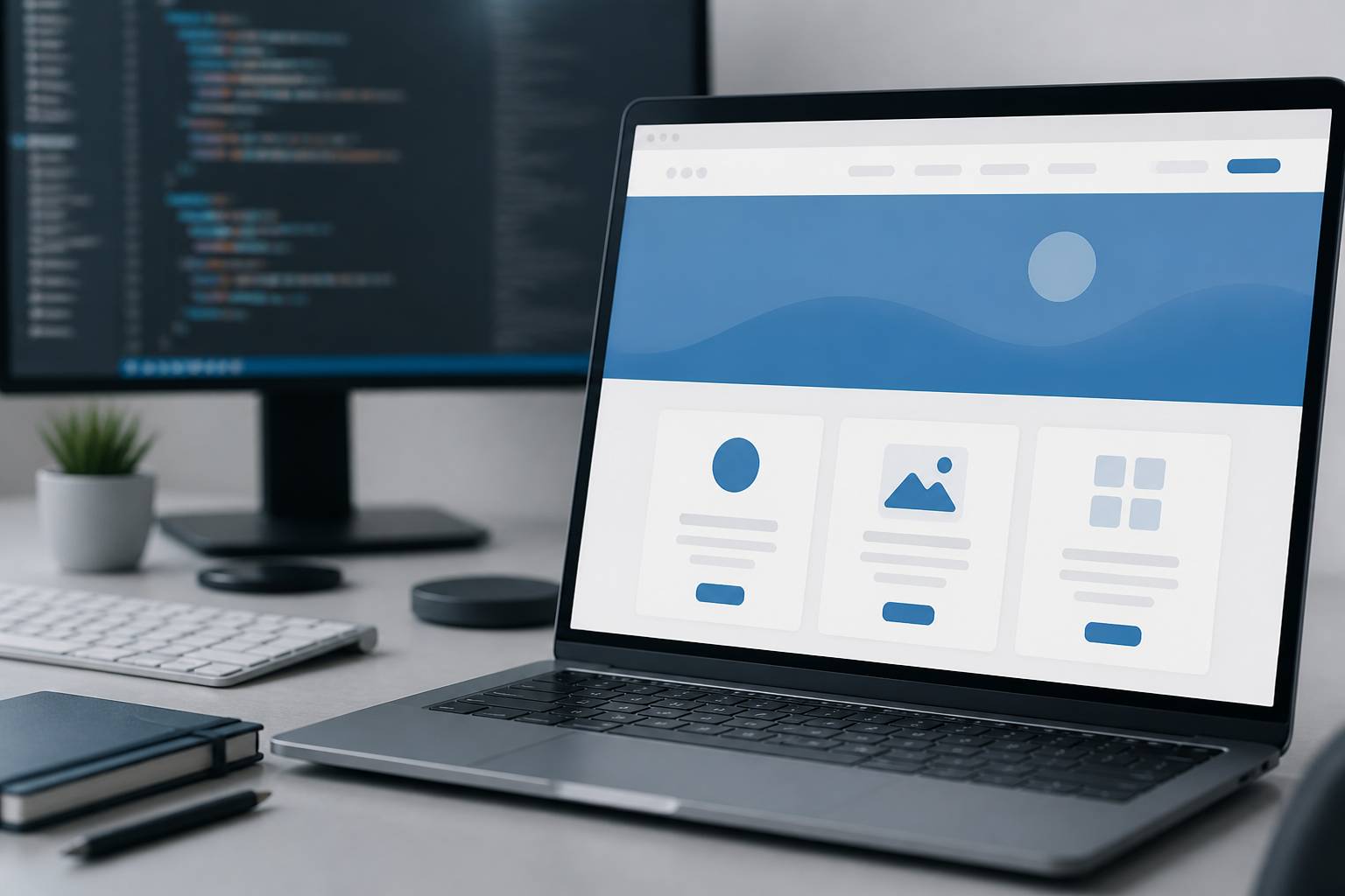 Écran de portable avec interface de site générique et code flouté